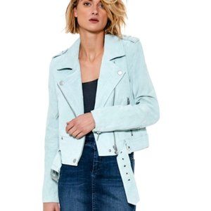 BLANKNYC Morning After Suede Moto Jacket Mint